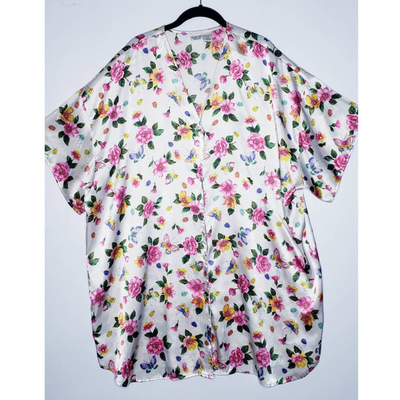 honors Other - VTG 90s Honors Satin Butterfly Ladybug Floral Nightie Sleep Shirt Nightgown XXL